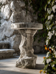 Modern Gray Stone Pedestal and Platform 3D Illustration
