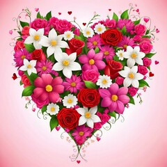 Fototapeta premium Love Floral Heart Valentine Background