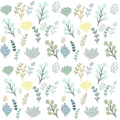 Seamless pattern with floral rainbows and hand drawn flowers. Creative blooming texture. Great for fabric, textile Vector Illustration