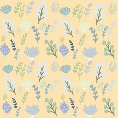 Fototapeta premium Seamless pattern with floral rainbows and hand drawn flowers. Creative blooming texture. Great for fabric, textile Vector Illustration