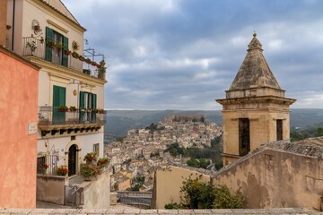 Fototapeta na wymiar view of the historic Old Town of Ibla Ragusa in southeastern Sicily