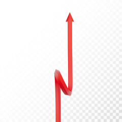 Realistic 3d Detailed Red Arrow on transparent background. Vector illustration for your graphic design. Eps 10