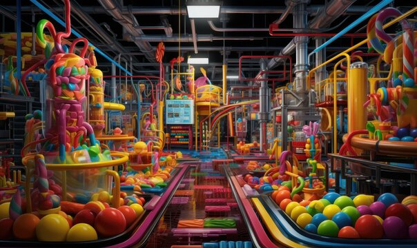 A room filled with toys and candy. Generative AI.