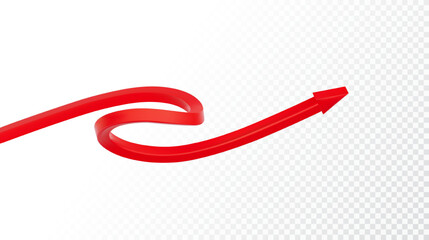 Realistic 3d Detailed Red Arrow on transparent background. Vector illustration for your graphic design. Eps 10