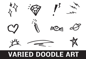 Variety Doodle Art. Editable Clip Art.