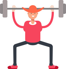 Country Man Character Lifting Barbell
