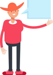 Country Man Character and Speech Bubble
