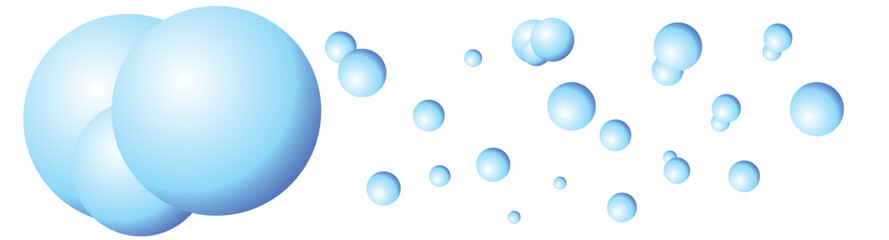 bright blue soap bubbles on white background
