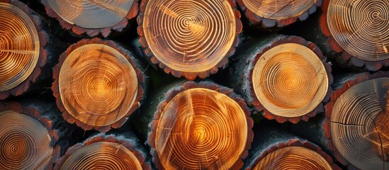 A large stack of chopped wooden logs arranged in a neat pile ready for winter firewood storage and use