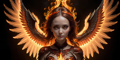 Surreal fire angel Wings