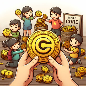 Ni&ntilde;os con monedas core