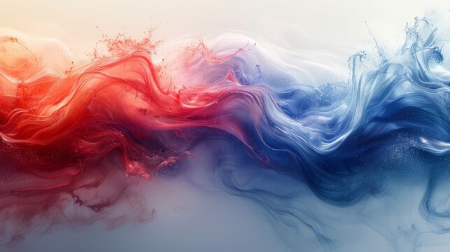 Blue and Red liquid splatter on White Surface, Bold and vibrant primary colors, Dynamic color combinations, interactive art pieces, Color wash, Red, Blue paint splatter on White background Free photos