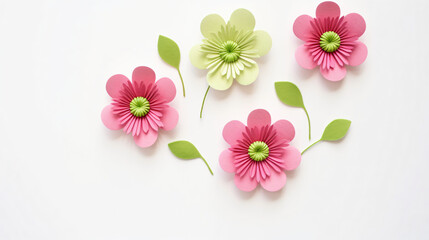 Pink and green felt flowers