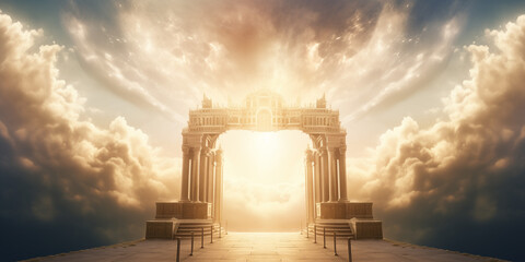 Gateway to Eternity: Illustrating the Christian Belief of Ascending to Heaven Upon Passing - obrazy, fototapety, plakaty