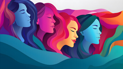 group of illustration woman day banner background