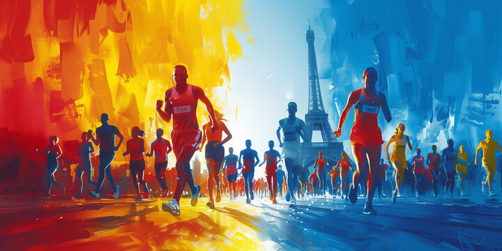 minimalistic line quality design graphic of the summer Olympic games PARIS, background, Olympic games, The 2024 Summer Olympics. Paris 2024