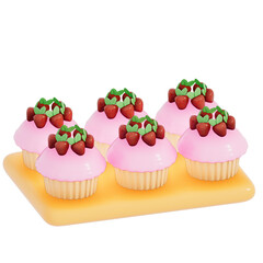 Happy Mother's day , mini cupcake on transparent background, 3D Rendering