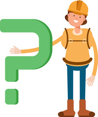 Woman Mountaineer Character and Question Mark
