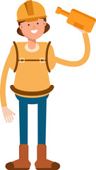 Woman Mountaineer Character Drinking Beer
