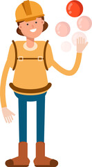 Woman Mountaineer Character Playing Ball
