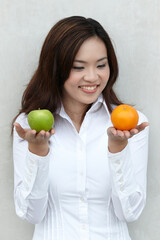 Conceptual image about choice and healthy lifestyle. Which one...