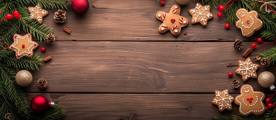 Festive Christmas Decorations Displayed Beautifully on a Rustic Wooden Table