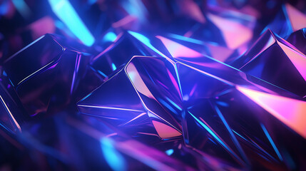 Holographic abstract 3D shapes background picture material - obrazy, fototapety, plakaty