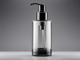 Obraz premium Black blank plastic transparent bottle with dispenser airless pump designed.