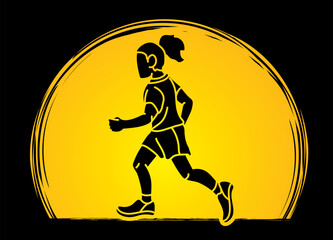 A Girl Start Running Action Jogging A Child Movement Cartoon Sport Graphic Vector