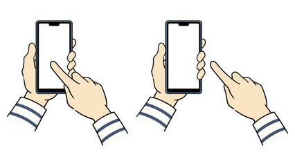 スマホを操作する男性の手のイラスト