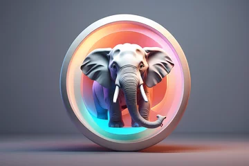 Foto op Aluminium Elephant Circle Illustration Cartoon Vector Art Design, logo 3d elephant © atosuwan