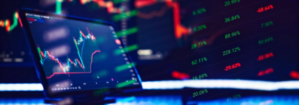 Stock market or forex trading graph and candlestick chart suitable for financial investment concept. Economy trends background for business idea .