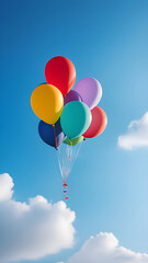 Naklejka premium Multi-colored balloons in the sky.