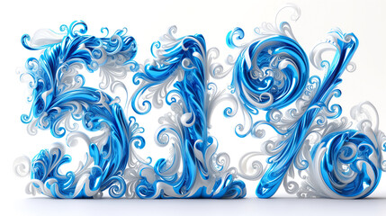 3D number 50% in bold blue on a white background