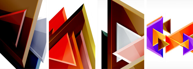 Glossy triangles geometric poster set for wallpaper, business card, cover, poster, banner, brochure, header, website