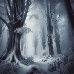 Winter deep in the forest.