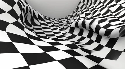 Deurstickers Trippy checkerboard © Cybonad