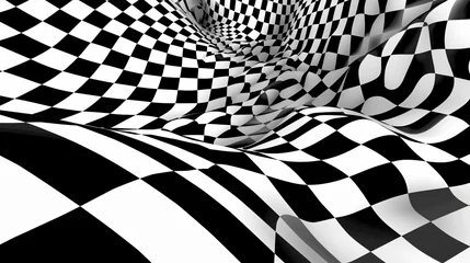 Foto op Canvas Trippy checkerboard © Cybonad