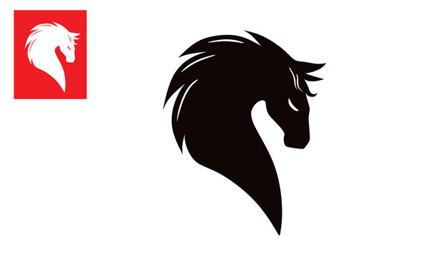 GREAT BLACK HORSE LOGO, silhouette of strong hoesr head vector illustrations