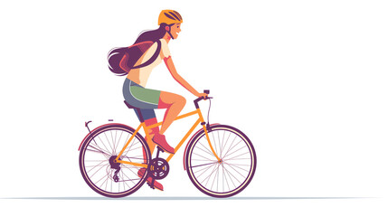 Fototapeta premium a woman riding a bike with a beaming smile, isolated on a clean white background