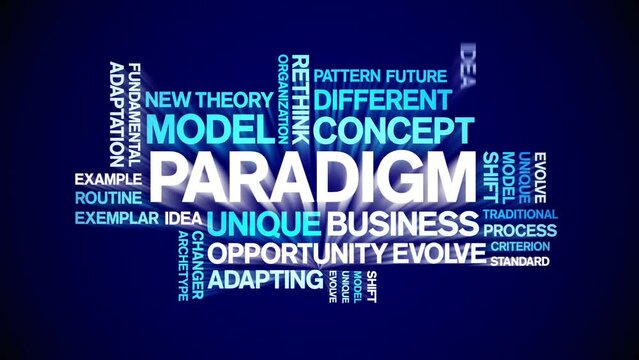 Paradigm animated word cloud;text design animation tag kinetic typography seamless loop.