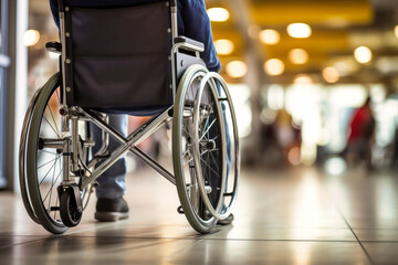 Obraz premium Person Sitting in Wheelchair on Tiled Floor