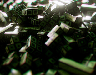 8-Bit Block Game Jumble Pile Concept