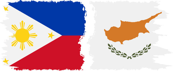 Cyprus and Philippines grunge flags connection vector