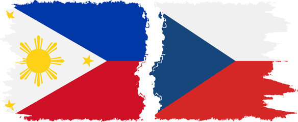 Czech and Philippines grunge flags connection vector