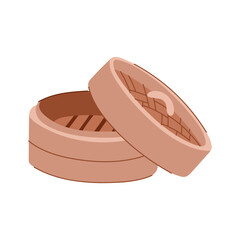 dragon bamboo steamer cartoon vector illustration