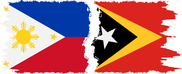 Timor-Leste - East Timor and Philippines grunge flags connection vector