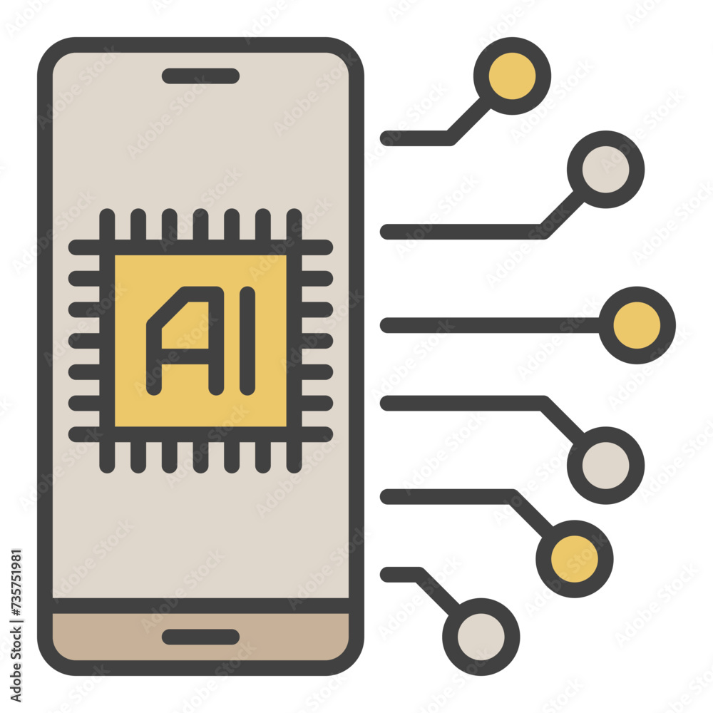Wall mural mobile ai technology in smart phone vector artificial intelligence colored icon or design element