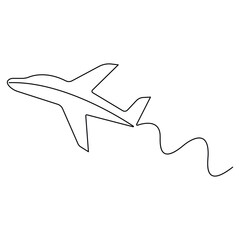  Continuous single line art drawing of airplane icon