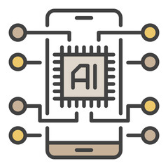 Smartphone and AI Chip vector New Mobile Technology colored icon or design element